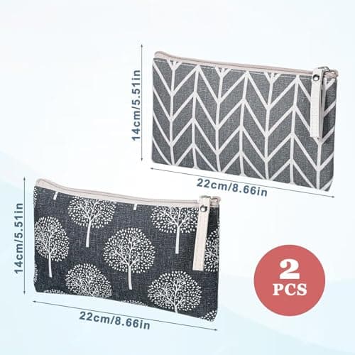 KIMHOME 2Pcs Canvas Cosmetic Bag, Multifunctional Cosmetic Bags Printed Travel Portable Wash for Cosmetics, Stationery Cards Purse Pencil Case Women Girls Vacation Travel — view 2