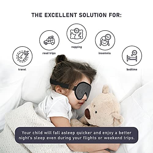 Sleep Mask for Kids with Blockout Light - Memory Foam 3D Contoured Eye Mask - Eye Cover & Travel Sleep Mask, Blindfolds for Kids, Girls, Boys (Grey) — view 5
