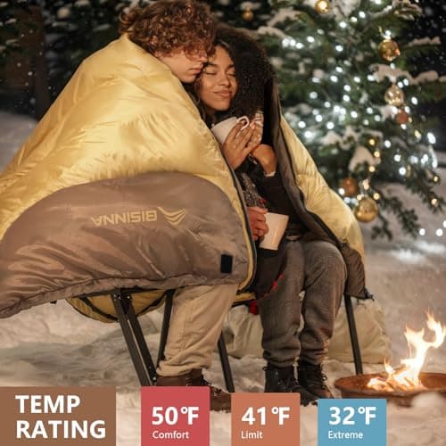 BISINNA Winter 0°C Double Sleeping Bag for Adult Queen Size with Pillow — view 5