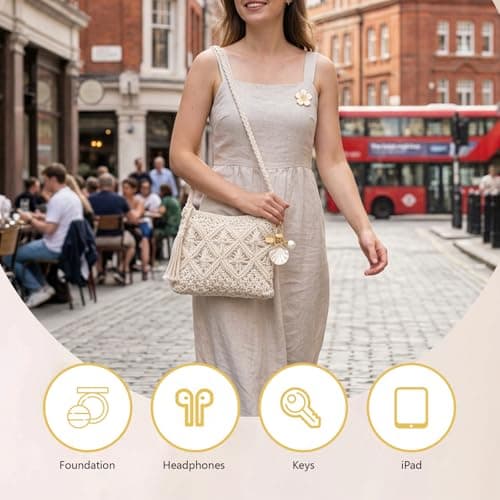 Tniytru Straw Bag Set with Shell Keychain, Woven Beach Bag for Women, Summer Holiday Handbag, Crochet Straw Tote — view 6