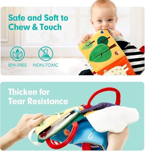 hahaland Baby Sensory Toys 0-6 Months High Contrast Tummy Time Soft Book — view 4