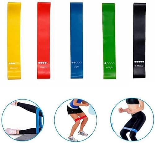 Sixstore Resistance Bands, Pack of 5 Skin-Friendly Resistance Fitness Exercise Loop Bands with 5 Different Resistance Levels - Carrying Case Included - Ideal for Home, Gym, Yoga, Training — view 5