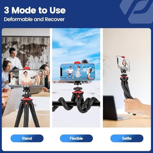 Fotopro Flexible Tripod for iPhone Camera, UFO2 Waterproof Mini Phone Tripod Stand with Remote and Clip, Durable Rubber Legs Travel Vlogging Kit Compatible with iPhone 16 15 14, Samsung, GoPro, Canon — view 2