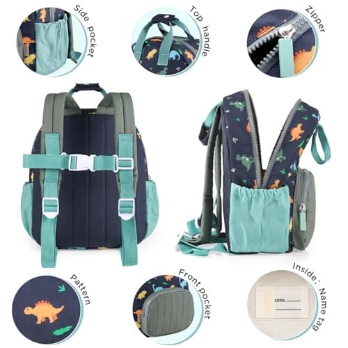 GAGAKU Toddler Backpack for Boys - Nursery Backpacks Mini Children Backpack for Kids 2-4 years Cartoon Breathable Comfortable Preschool Kindergarten Elementary Rucksack Travel Bag - Blue Dinosaur — view 2