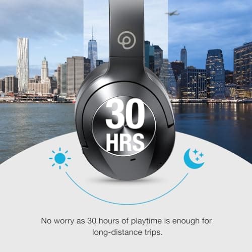 Pro‑level Hybrid Active Noise Cancelling Headphones with HiFi Sound, Upgrade Wireless Bluetooth Headphones with ENC Mic Over Ear Comfort, Vivid Deep Bass, for Home/Office/Travel/Gift (Black) 1Pcs — view 5