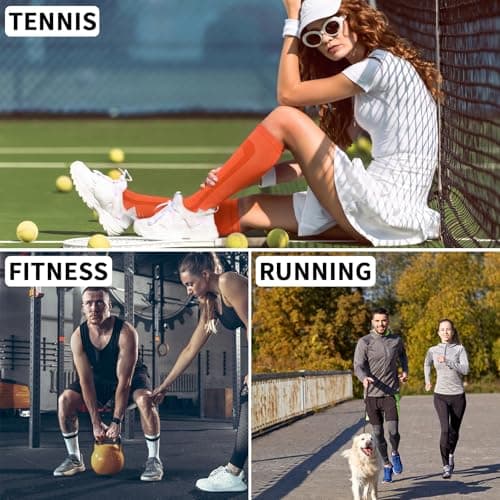 2 Pairs 15-20mmHg Graduated Compression Socks for Men & Women High Performance Long Sports Socks for Running,Cycling,Recovery Travel (UK, Numeric, 8, 11, Regular, Regular, Rose Red & Orange Yellow) — view 5