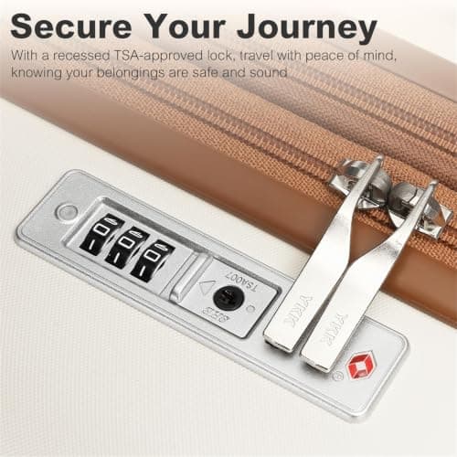 Kono 55x40x20cm Cabin Suitcase 20 Inch Carry On Luggage (Cream/Brown) — view 6