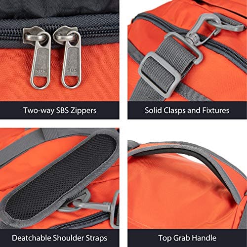 Ubon 55L Travel Duffel Backpack Waterproof 4-Way Holdall Gym Bag Orange — view 5