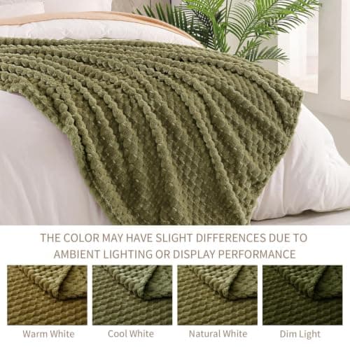 Exclusivo Mezcla Large 3D Fleece Blanket for Sofa, Couch, Olive Green — view 4