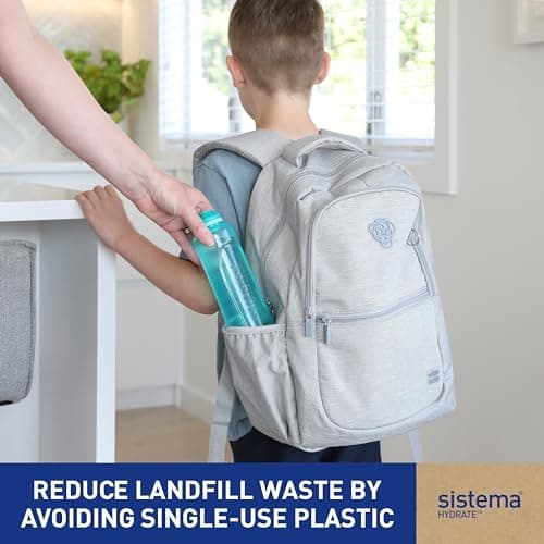 Sistema Swift Twist 'n' Sip Sports Water Bottles | 480 ml | Leakproof Kids Water Bottles | Made Using Recycled Plastic | BPA-Free | Teal Stone | 4 Count — view 2