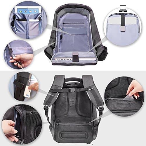 Duronic LB22 Anti-Theft Laptop MacBook Backpack | Rucksack | Travel Bag | University | College |School | 13.3" – 15.6" Internal Laptop Sleeve | Water Resistant — view 4