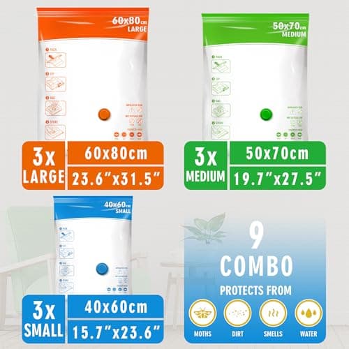 STORAGE MASTER Space Saver Bags for Travel and Home Reusable Vacuum Storage Bags Save 80% More Storage Space Work with Vacuum Cleaner (9 Combo, No Pump Included) — view 2