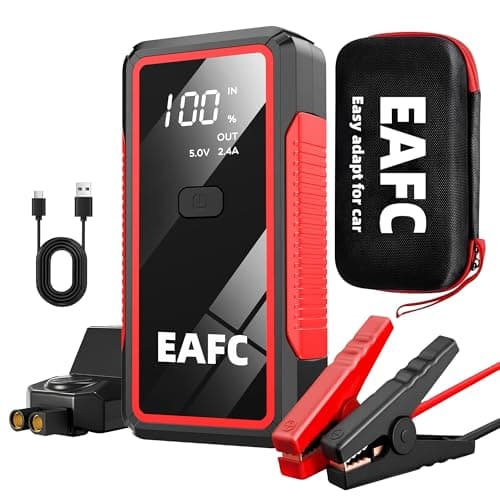 EAFC 2000A Jump Starter Power Bank 12V Car Battery Booster - Portable Starter for Cars, Trucks, Motorcycles - With LCD Display, LED Lamp, Smart Cable & USB-C - Ideal for Winter, Travel & Emergencies