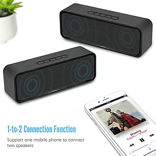 Kolaura Portable Wireless Speaker, Bluetooth 5.0 Speaker with 3D Stereo HiFi Bass, 1500mAh Battery, 12 Hour Playtime (Black) — view 2