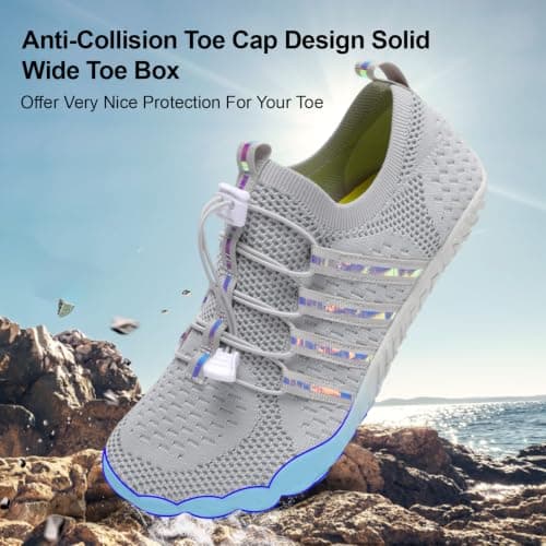 XIHALOOK Mens Womens Womens Hiking Shoes Quick Dry Barefoot Walking Shoes Beach Hiking Kayaking Surfing Training Shoes, E Grey, 44.5/46 EU — view 5