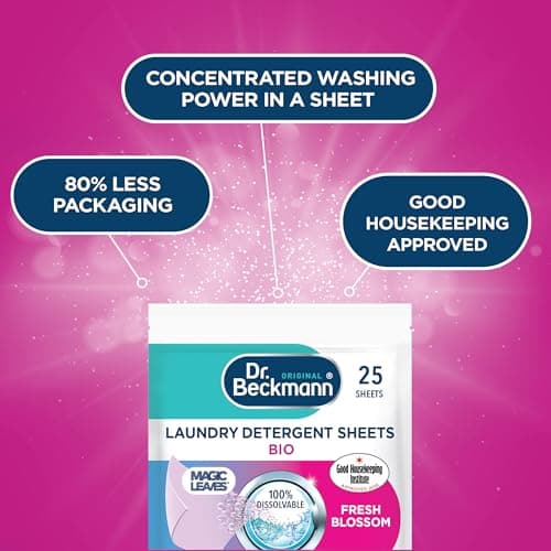 Dr. Beckmann MAGIC LEAVES Laundry Detergent Sheets BIO | Convenient and pre-dosed laundry detergent sheets | Dissolvable climate neutral and easy to use | 25 sheets — view 3