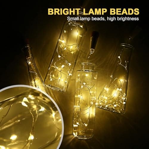 KOBWA Wine Bottle Cork Lights,USB Rechargeable 15 LED Copper String Lights, 59 Inch for DIY Bottle Decoration, Wedding, Party, Home, Outdoor, Garden, and Christmas Decor(Multi-Colour, 3 Pack) — view 5