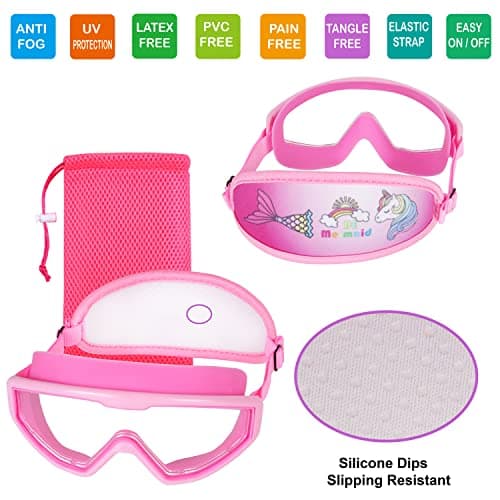 RUIGAO Kids Swim Goggles Age 4-7, Toddler Goggles No Tangle, Child Swimming Mask/Bungee Strap/Soft Band (1PK - Unicorn & Mermaid) — view 2