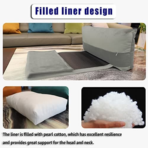 AmazeCov Non-Slip Head Pillow for Recliners - Neck Support Cushion with Velvet Cover for Pain Relief at Home, Office and Travel (Light Gray) — view 5