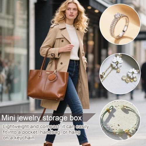 Travel Ring Holder - Ring Holder Pouch | Necklace Organizer | Organizer Pouch with Zipper Closure Box Backpack Women Girls Sports Gym Car Work Travel Storage Accessory Compact Portable Bag — view 5