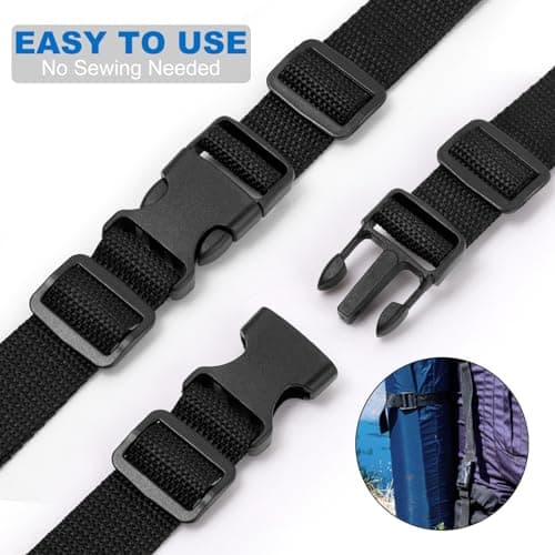 Amentalove 10 Meters Nylon Webbing Strap 32mm, Backpack Chest Strap with 15 Tri-Glide Slides Clip,15 Flat Side Release Buckles and 1 Scissor, Heavy Webbing Strap for DIY Bags Backpack Cargo Strapping — view 5