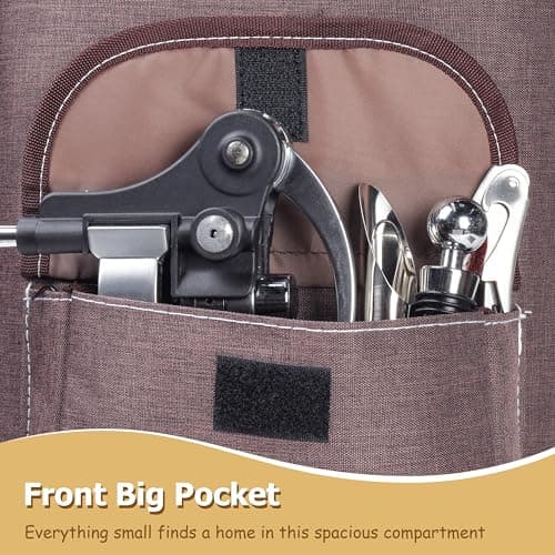 Kato Tirrinia Insulated Wine Cooler Bag Leakproof Padded Portable Wine Carrier with Shoulder Strap 2 Bottle Wine Bag for Camping Travel Beach Picnic Wine Lovers Gift Brown — view 3
