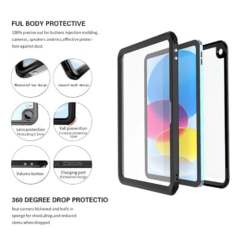 For iPad (A16) 11th/10th Gen 11"/10.9"Case Built-in Screen Protector Black — view 3