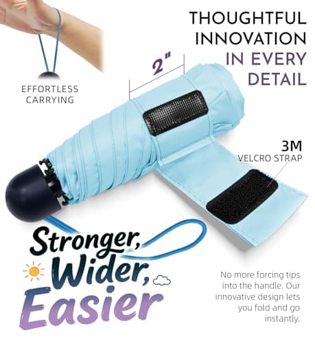 LILAC Mini Compact Folding Umbrella, Travel Pocket Rain Sun UPF 100+ UV — view 5