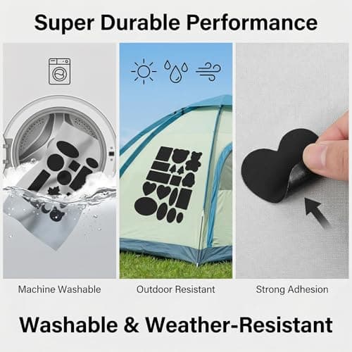 MeiQraft 5-Pack Black Fabric Repair Patches - Self-Adhesive No-Sew Repair Kit for Clothing, Tents, Bags — view 6