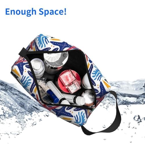 HSYOYO Travel Toiletry Bag for Women Men,Portable Hanging Toiletry Bag,Waterproof Dopp Kit Cosmetic Organizer,Large Capacity Shaving Bag Makeup Bag, Colorful Seastar Corals, One Size — view 4