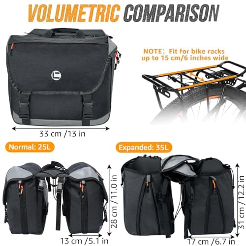 Eyein 35L Bike Pannier Bag, Waterproof Large Capacity Bike Rear Rack Bag — view 3
