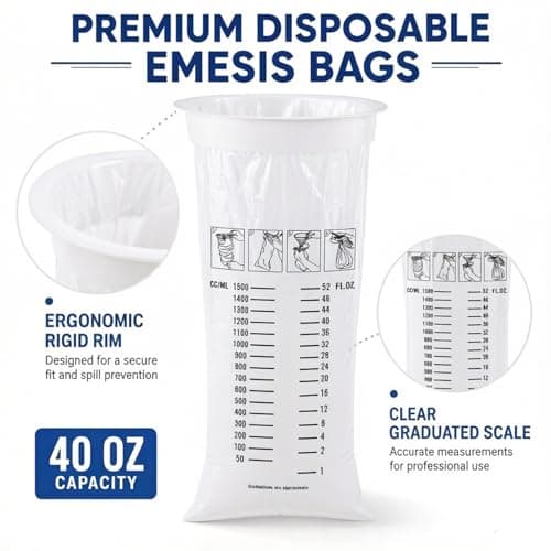 20Pack Vomit Bags Disposable Barf Bags,1000ml High Density Emesis Bags with Snap,Perfect for Morning Sickness,Kids,Pregnant Woman,Car Motion Sickness，Airsick (white) — view 2