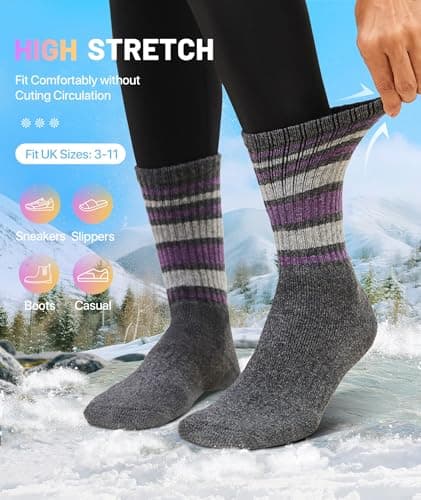 SIMIYA 5 Pairs Merino Wool Socks Womens Cosy Warm Thick Thermal Socks — view 5