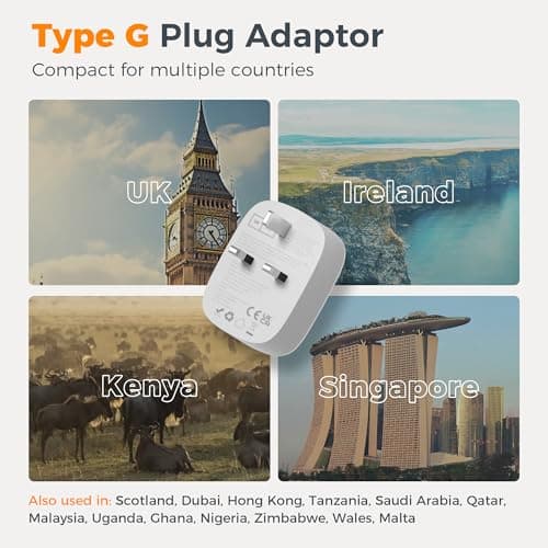 TESSAN US to UK Plug Adapter with USB, 4 in 1 American to UK Travel Adapter — view 2