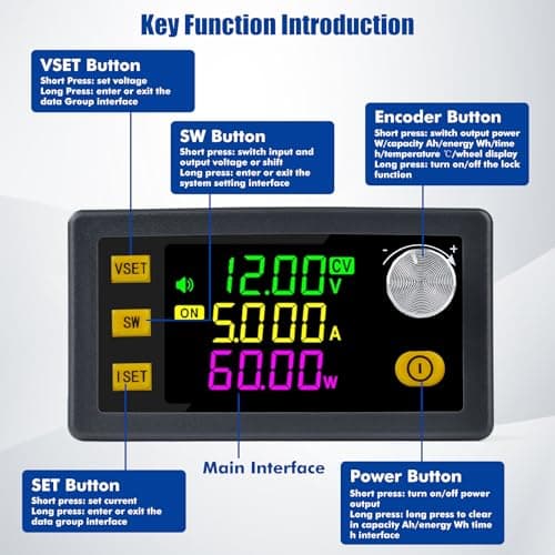 Jadeshay DC Converter,DC 6-36V to 0-36V 120W 6A Step-Up/Step-Down Converter Power Supply Module Programmable Buck Boost Converter voltage Stabilized Regulator with Color LCD Display — view 2