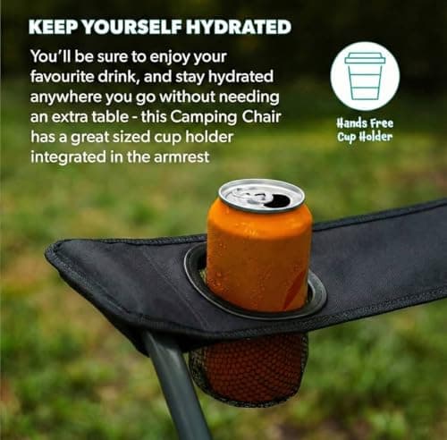 I LOVE FANCY DRESS Black Folding Camping Chairs with Cup Holder - Pack of 4 - Lightweight Outdoor Chairs with Carry Bag for Fishing, Festivals, Camping Trips, Picnics & Summer Activities — view 4