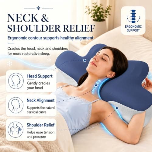 Hydomi Cervical Memory Foam Pillow for Neck and Shoulder Pain-Adjustable Orthopedic Pillow with Armrest Design-Bed Pillow with Cooling Washable Cover for Side, Back & Stomach Sleep — view 2