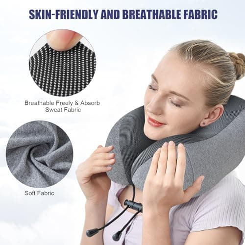 Jiancrate Travel Pillow for Airplane, Neck Pillow for Travel, Memory Foam Travel Neck Pillow for Adults, Soft & Lightweight Flight Pillow, Ergonomic Neck Cushion With Carry Bag — view 3
