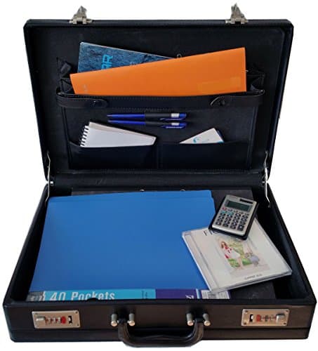 ESSENTIAL PRODUCTS Smooth Nappa Faux Leather Expandable Executive Attache Case Briefcase — view 3