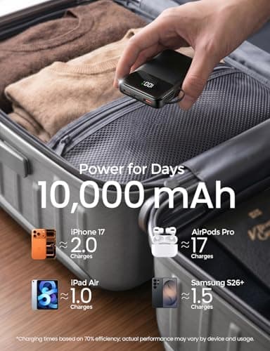 Power Bank Fast Charging 10000mAh, 22.5W Portable Charger Built-in 4 Cables — view 2