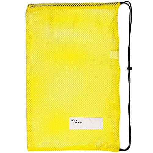 Mesh Drawstring Bag for Sports Equipment with Drawstring for Swimming, Beach, Diving, Travel, Gym (Yellow) — view 2