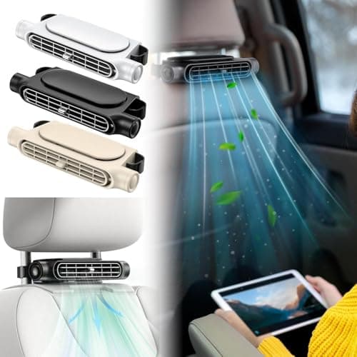 Car Backseat Fan with Adjustable Angle - 3000mAh Rechargeable Clip-On Air Circulator, Portable Ventilation Cooler for Road Trips, Camping & Long Drives, 3-Speed Quiet Operation (White) — view 3