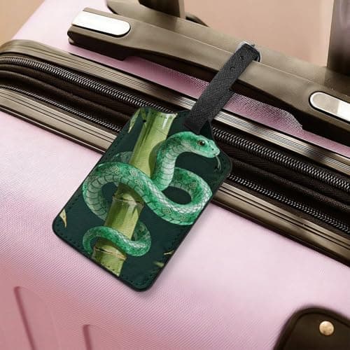 Jade Snake Bamboo Suitcase Tags Personalized Luggage Tag with Privacy Cover ID Card Slot for Travel Luggage Bag, Unique Design Name Tags for Suitcases, Backpacks & Gifts — view 6