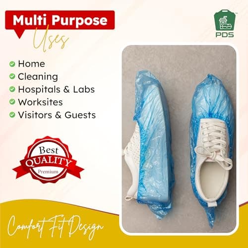 PDS Shoe Cover |100Pcs/50 Pairs| Extra Large Measuring 41x15cm | Blue Single Use Shoe Covers Disposable | Durable Disposable Shoe Covers | Boot Cover, Shoe Protector — view 4
