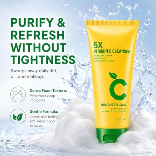 9PCS Vitamin C Skincare Set & Facial Kit for Outdoor & Beach,Travel Size Skincare Set with Cleanser,Moisturiser,Eye Mask & Sunscreen SPF 50,Brightening Age-Defying Gift,Hydrating Glow,Even Skin Tone — view 5