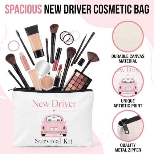 prezentz New Driver Gift for Her 3 Piece Makeup Bag Keyring and Driving Test Card — view 6