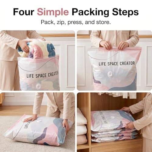 No Pump Vacuum Storage Bags for Clothes & Bedding, 3 Pack M-70x50x30cm — view 3