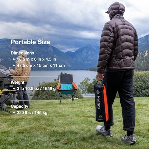 Helinox Sunset Chair (re), Packable Outdoor Furniture, Summer Vacation Holiday Seat, Foldable, Lightweight High-Back Comfort, Sustainable Eco-Friendly Materials, 3.66 lbs(1.6 kg), Blackout Edition — view 4