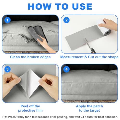 ANOMM Canvas Repair Patch, 10x200 cm Self-Adhesive Fabric Patch, Light Gray — view 4