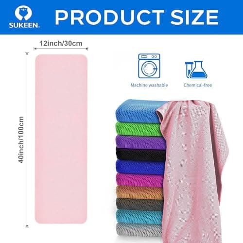 Sukeen 4 Pack Cooling Towel (40''x12'') Sweat，Quick-Drying Neck Cooling Wraps，Soft & Breathable Chilly Sports Towel Yoga，Sport，Running，Cooking，Macaron Pink/Macaron Blue/Lavender/Mint Green，4pcs — view 4